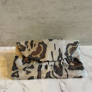 Whiting & Davis Mesh Evening Bag / Clutch, Python Pattern, Silver and Grey
